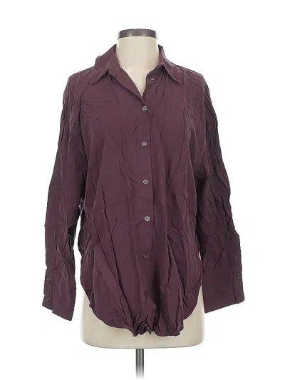Pre-owned Zara 3/4 Sleeve Button Down Shirt In Burgundy
