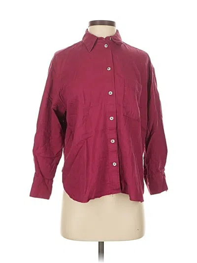 Pre-owned Zara 3/4 Sleeve Button Down Shirt In Burgundy