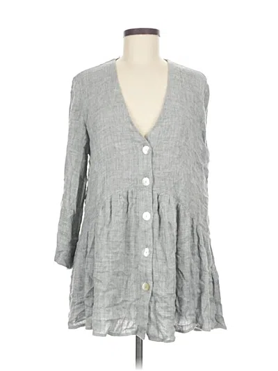 Pre-owned Zara 3/4 Sleeve Button Down Shirt In Gray