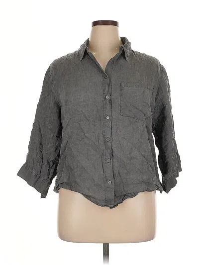 Pre-owned Zara 3/4 Sleeve Button Down Shirt In Gray