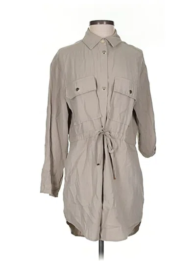 Pre-owned Zara 3/4 Sleeve Button Down Shirt In Gray