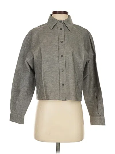 Pre-owned Zara 3/4 Sleeve Button Down Shirt In Gray