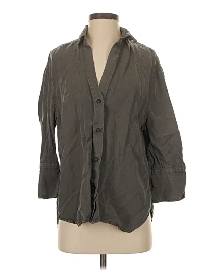 Pre-owned Zara 3/4 Sleeve Button Down Shirt In Gray