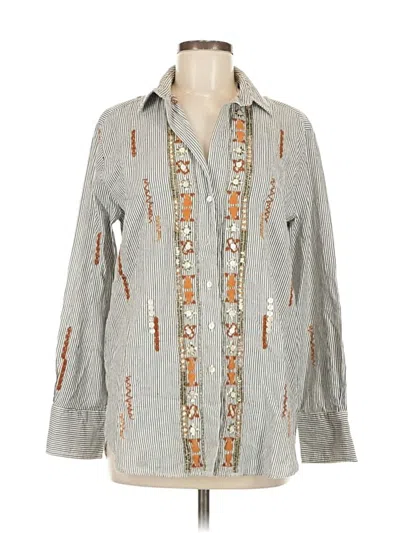 Pre-owned Zara 3/4 Sleeve Button Down Shirt In Gray