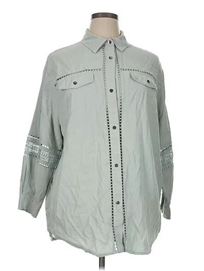 Pre-owned Zara 3/4 Sleeve Button Down Shirt In Gray