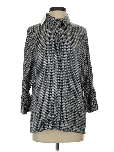 Zara 3/4 Sleeve Button Down Shirt In Gray