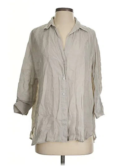 Pre-owned Zara 3/4 Sleeve Button Down Shirt In Gray