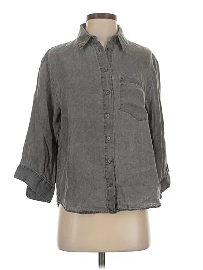 Pre-owned Zara 3/4 Sleeve Button Down Shirt In Gray