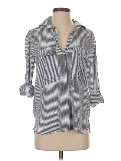 Pre-owned Zara 3/4 Sleeve Button Down Shirt In Gray