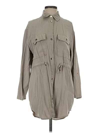 Pre-owned Zara 3/4 Sleeve Button Down Shirt In Gray