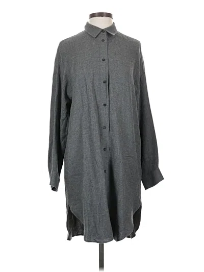 Pre-owned Zara 3/4 Sleeve Button Down Shirt In Gray