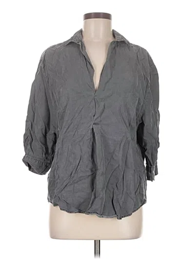 Pre-owned Zara 3/4 Sleeve Button Down Shirt In Gray