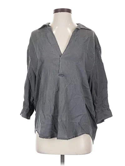 Pre-owned Zara 3/4 Sleeve Button Down Shirt In Gray