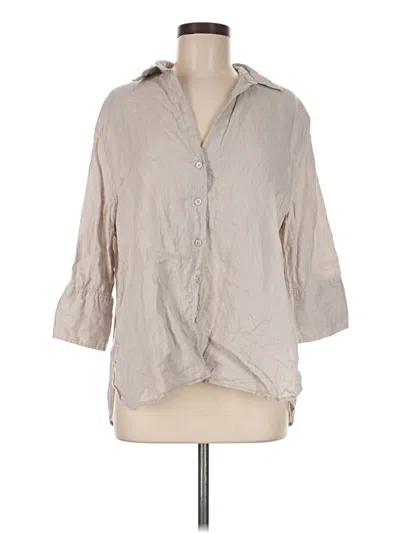 Pre-owned Zara 3/4 Sleeve Button Down Shirt In Gray