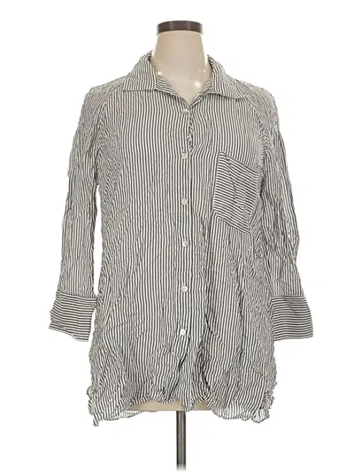 Pre-owned Zara 3/4 Sleeve Button Down Shirt In Gray