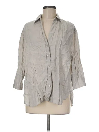 Pre-owned Zara 3/4 Sleeve Button Down Shirt In Gray