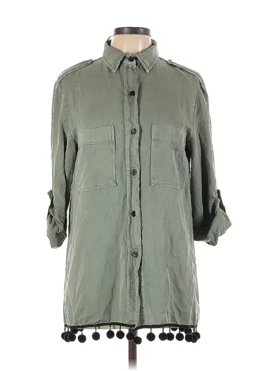 Pre-owned Zara 3/4 Sleeve Button Down Shirt In Green