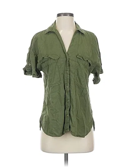 Pre-owned Zara 3/4 Sleeve Button Down Shirt In Green
