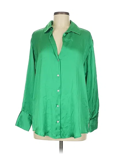 Pre-owned Zara 3/4 Sleeve Button Down Shirt In Green