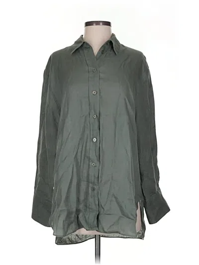 Pre-owned Zara 3/4 Sleeve Button Down Shirt In Green