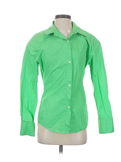 Pre-owned Zara 3/4 Sleeve Button Down Shirt In Green