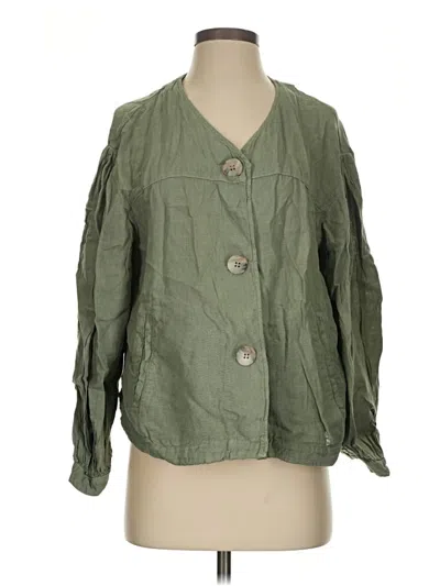 Pre-owned Zara 3/4 Sleeve Button Down Shirt In Green