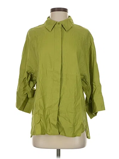 Pre-owned Zara 3/4 Sleeve Button Down Shirt In Green