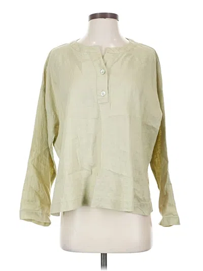 Pre-owned Zara 3/4 Sleeve Button Down Shirt In Green