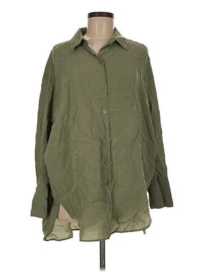 Pre-owned Zara 3/4 Sleeve Button Down Shirt In Green