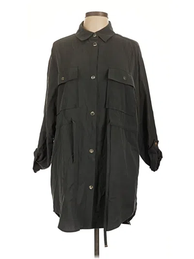 Pre-owned Zara 3/4 Sleeve Button Down Shirt In Green