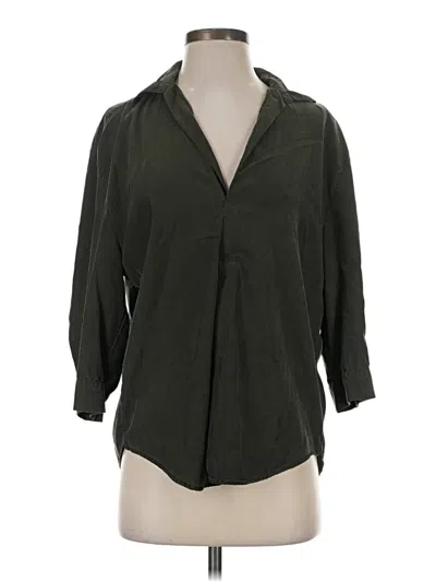Pre-owned Zara 3/4 Sleeve Button Down Shirt In Green