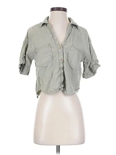 Pre-owned Zara 3/4 Sleeve Button Down Shirt In Green