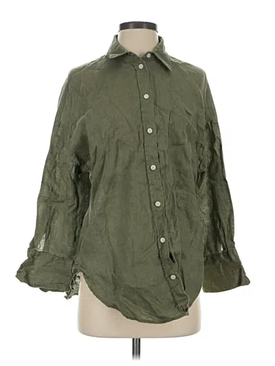 Pre-owned Zara 3/4 Sleeve Button Down Shirt In Green