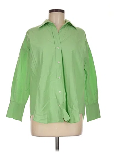 Pre-owned Zara 3/4 Sleeve Button Down Shirt In Green
