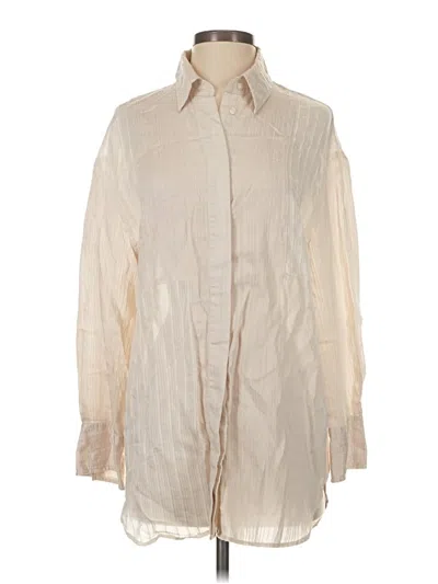 Pre-owned Zara 3/4 Sleeve Button Down Shirt In Ivory