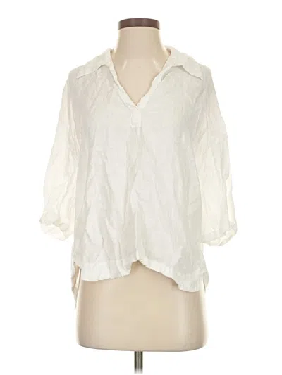 Pre-owned Zara 3/4 Sleeve Button Down Shirt In Ivory