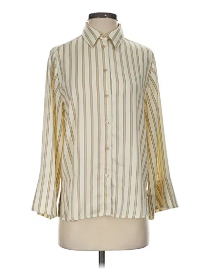Pre-owned Zara 3/4 Sleeve Button Down Shirt In Ivory