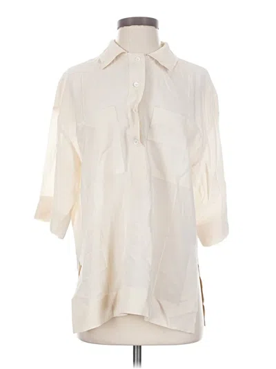 Pre-owned Zara 3/4 Sleeve Button Down Shirt In Ivory