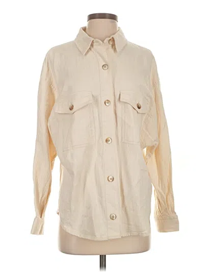 Pre-owned Zara 3/4 Sleeve Button Down Shirt In Ivory