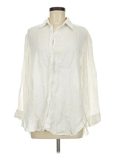 Pre-owned Zara 3/4 Sleeve Button Down Shirt In Ivory