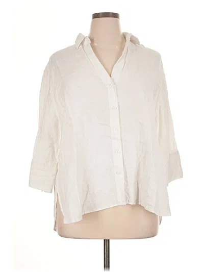 Pre-owned Zara 3/4 Sleeve Button Down Shirt In Ivory