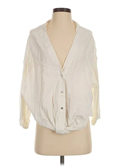 Pre-owned Zara 3/4 Sleeve Button Down Shirt In Ivory