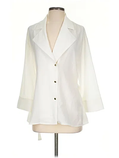 Pre-owned Zara 3/4 Sleeve Button Down Shirt In Ivory