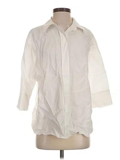 Pre-owned Zara 3/4 Sleeve Button Down Shirt In Ivory