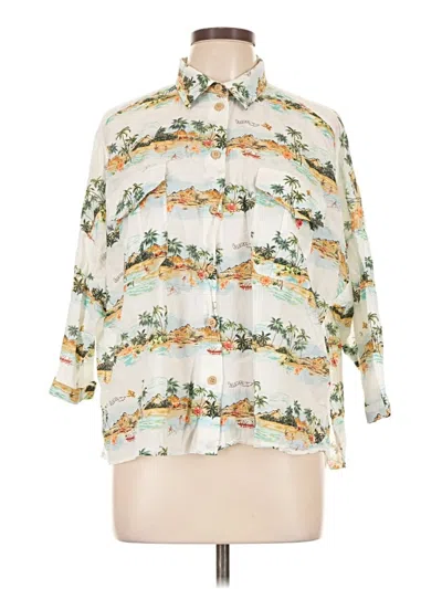 Pre-owned Zara 3/4 Sleeve Button Down Shirt In Ivory