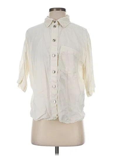 Pre-owned Zara 3/4 Sleeve Button Down Shirt In Ivory