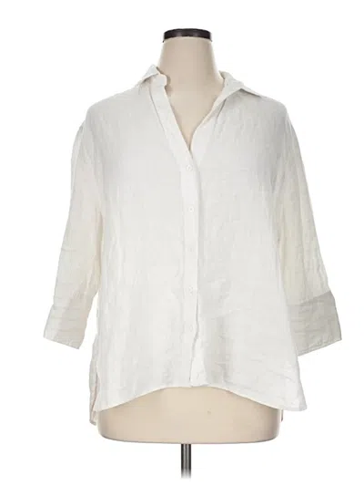 Pre-owned Zara 3/4 Sleeve Button Down Shirt In Ivory