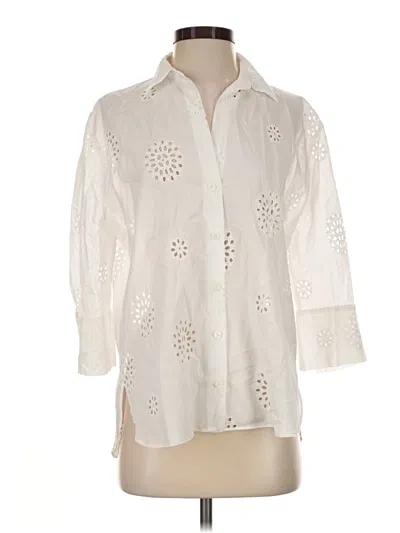 Pre-owned Zara 3/4 Sleeve Button Down Shirt In Ivory
