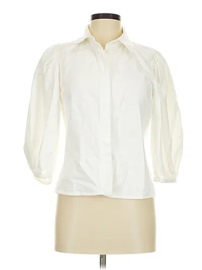 Pre-owned Zara 3/4 Sleeve Button Down Shirt In Ivory