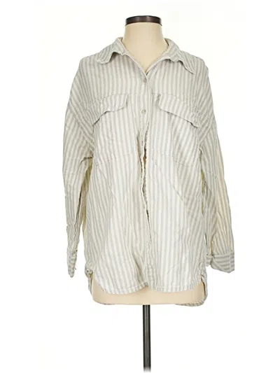 Pre-owned Zara 3/4 Sleeve Button Down Shirt In Ivory